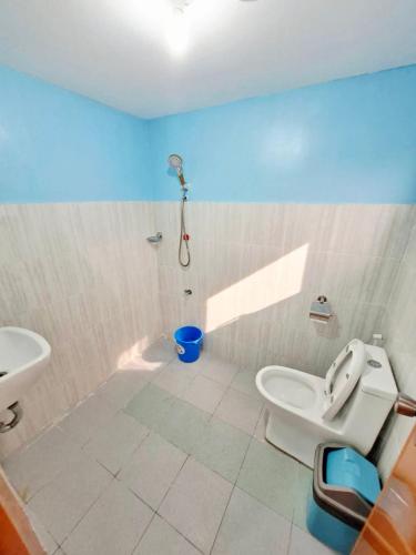 a bathroom with a toilet and a sink and a shower at Laofoo Island Resort in Bued