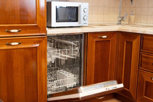a dishwasher with its door open in a kitchen at Apartman Pina in Vrbnik