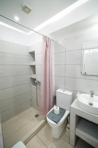 a bathroom with a toilet and a sink at Studio Mary in Perissa