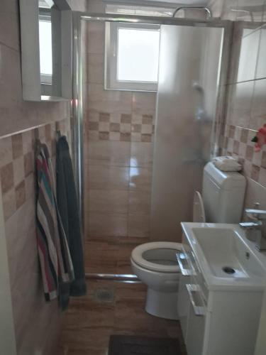 a bathroom with a toilet and a sink at Vila zvjezda 2 in Jajce