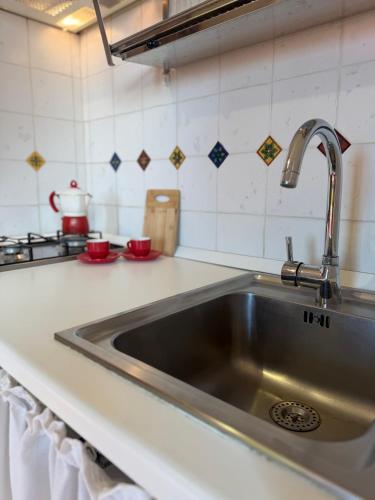 a stainless steel sink in a kitchen at West Sardinia - Bosa in Magomadas
