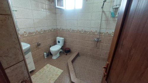 a bathroom with a toilet and a sink at Gohar Bed and Breakfast in Tatʼev