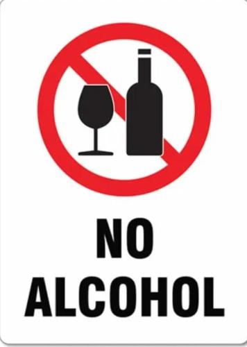 a sign that says no alcohol with a bottle and a glass at Kliprivier Accommodation in Johannesburg