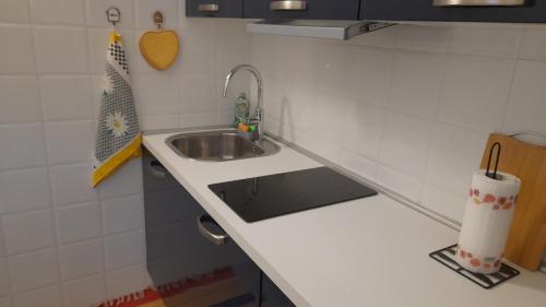 a small kitchen with a sink and a counter at Casa Mare Blu in Imperia