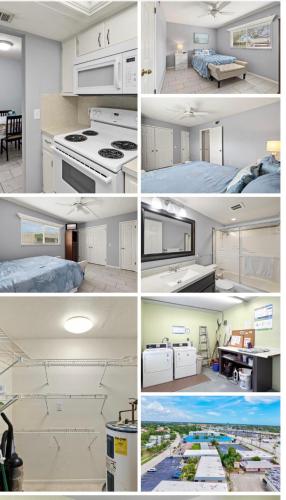 a collage of four pictures of a kitchen at Shark tooth Condo in Venice