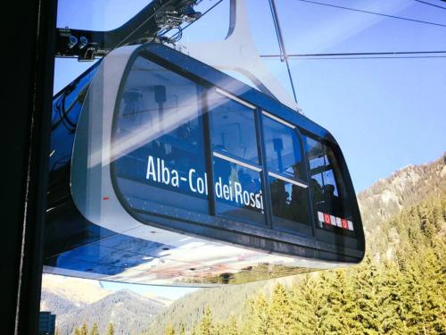 a gondola with the words alice for wet press on it at Hotel Villa Rosella Park & Wellness in Canazei