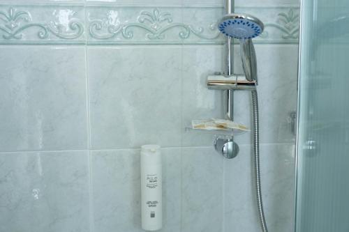 a shower with a blow dryer in a bathroom at Hotel Soraya in San Benedetto del Tronto