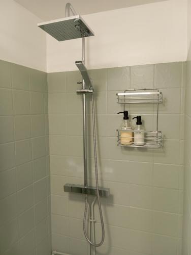 a shower with a shower head in a bathroom at Les Cyprès in Vienne