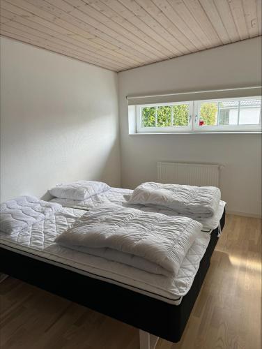 a bedroom with two beds and a window at id123 Karl Andersensvej 16 in Esbjerg