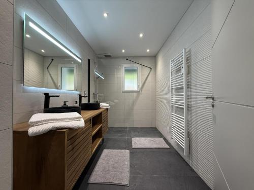 a bathroom with a sink and a mirror at Ibarnia in Suhescun
