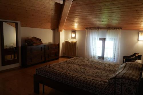 a bedroom with a bed and a window at Appartamento Villa Rendena in Porte di Rendena