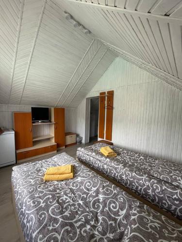 a bedroom with two beds in a room at Podolyanka in Slavske