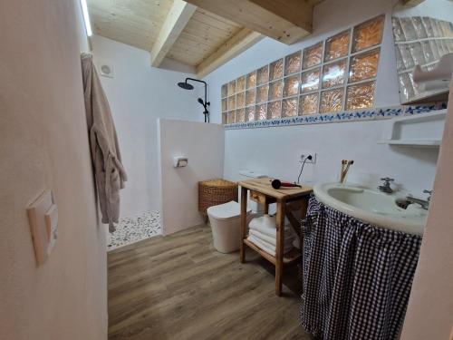 ein Badezimmer mit Waschbecken und Toilette in der Unterkunft Ca la Babus in Bellcaire dʼEmpordà
