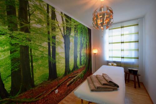 Un pat sau paturi într-o cameră la Zum Waldnaabtal