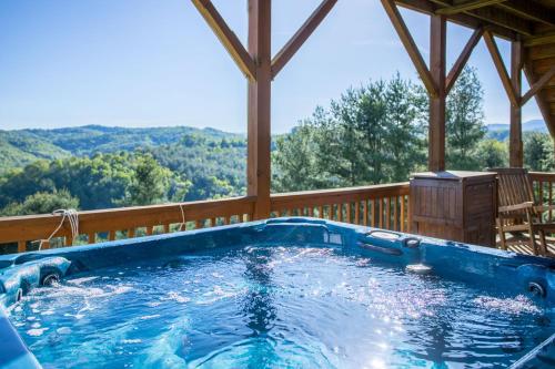 a swimming pool on the deck of a house at Buena Vista in Todd