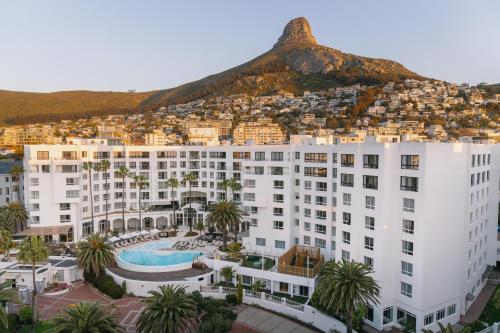 an aerial view of a hotel with a mountain in the background at President Hotel in Cape Town