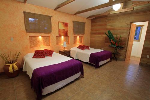 a room with two beds in a room at Argovia Ecolodge in Tapachula