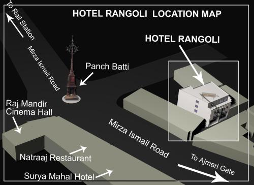 a diagram of a hotel ramov location map at Hotel Rangoli in Jaipur