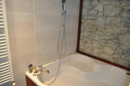 a bathroom with a bath tub with a shower at Chambre d'hôte l'Argentier in Noyarey