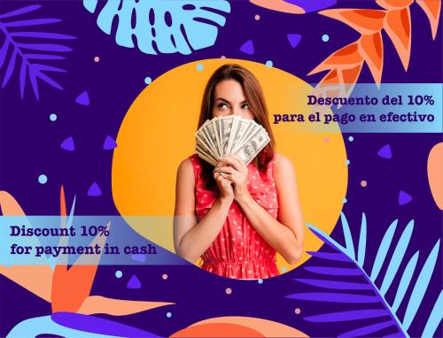 a woman holding a bunch of dollar bills at TROPICAL RETREAT SUITES at PLAYA LOS CORALES in Punta Cana
