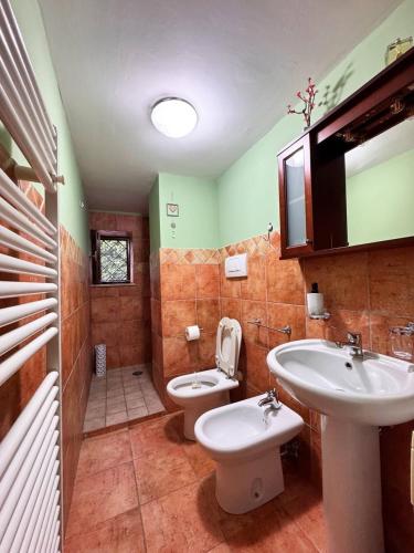 a bathroom with a sink and a toilet at Il Posto delle Rose 2 in San Polo dei Cavalieri
