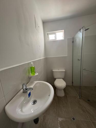 a bathroom with a sink and a toilet at Sofi House Zap in Zapatoca