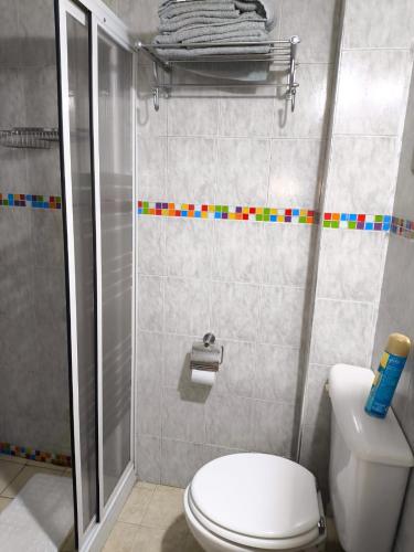 a bathroom with a shower and a toilet in it at Departamento Letty Petit - Con Cochera in San Salvador de Jujuy