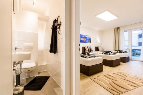 Et badeværelse på Centerapartments Tonhallenstraße