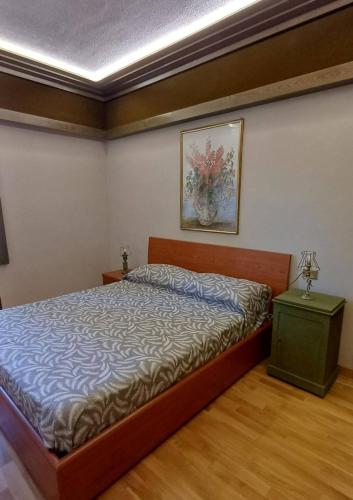 a bedroom with a bed and a picture on the wall at Il Nido di Kora in Pescasseroli