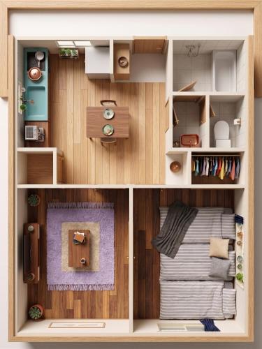 a model of a doll house with a room at 牟礼ぐらし宿 in Takamatsu
