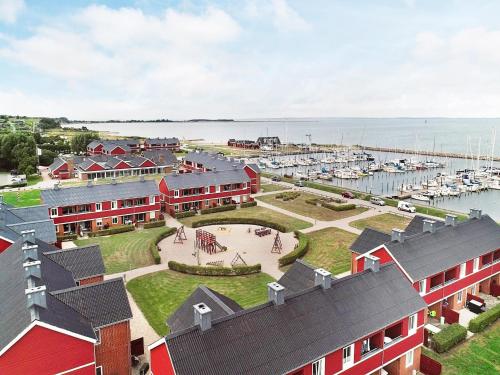 an aerial view of a marina with boats at Lemvig Coastal Stay in Lemvig
