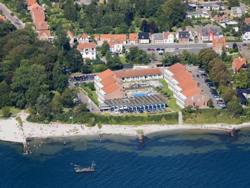 an aerial view of a resort on an island in the water at Faaborg Holiday Center in Faaborg