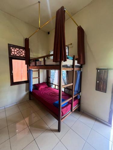 a bedroom with two bunk beds in a room at Family Hostel Lovina in Lovina