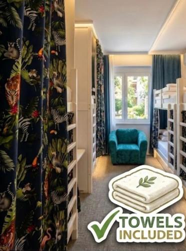 a childs room with a bed and a book shelf at Amazon Hostel Center Podgorica in Podgorica