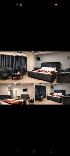a living room with couches and couches at BHM Faraz hotel in Theri Sānsi