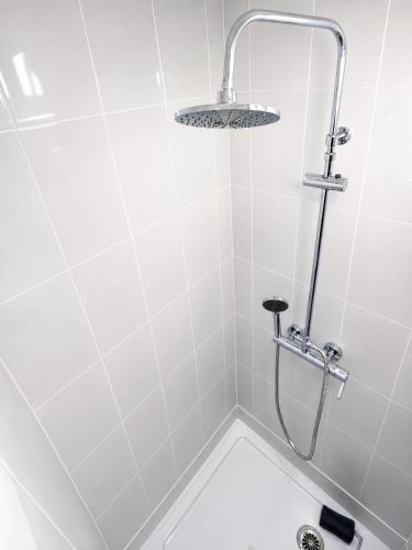 a shower with a shower head in a bathroom at DomusCavadas in Porto