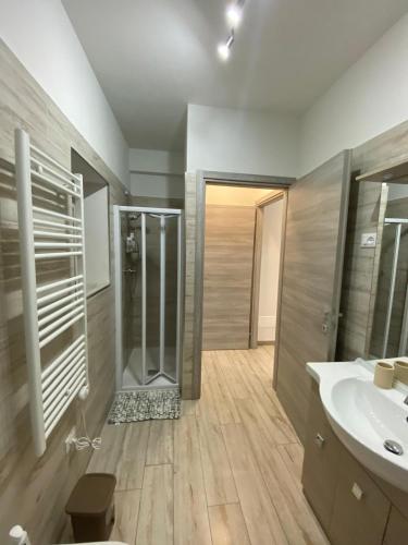 a bathroom with a shower and a sink at Riposati e Riparti in San Piero a Sieve