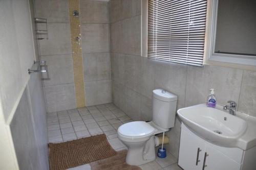 a bathroom with a toilet and a sink at Maskam Guest Farm in Vanrhynsdorp