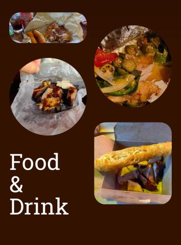 a group of four pictures of food and drink at The Chill Spot in Mo Bay in Crooked River