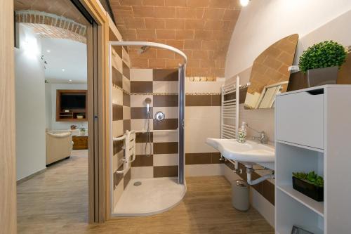 a bathroom with a shower and a sink at Villa Adelmo appartamento privato in Pomarance