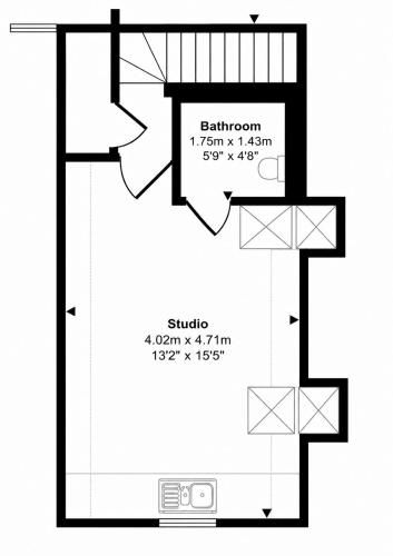 a plan of a floor plan of a house at THE STUDIO - Silverstone village - walking distance to track in Silverstone