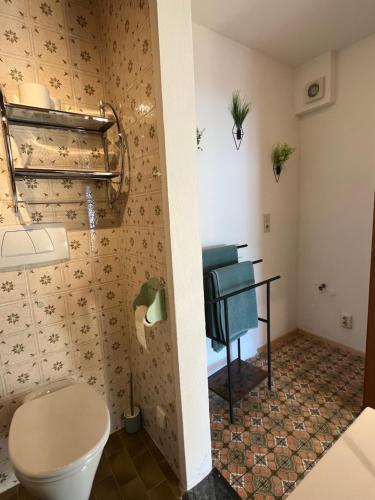 a bathroom with a toilet and a sink at Ferienwohnung Wieser in Sankt Jakob in Haus