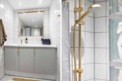a bathroom with a shower and a sink at 1369-Thisted-Nordsovej-94 in Nørre Vorupør