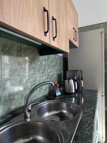 a kitchen with a sink and a counter top at Ultra Central Cluj-Napoca in Cluj-Napoca
