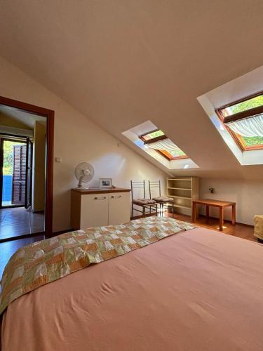 a bedroom with skylights and a bed in a room at Apartment Kordić in Sveta Nedelja