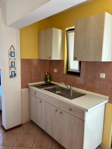 a kitchen with a sink and a counter at Apartment Kordić in Sveta Nedelja