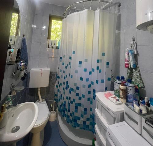a bathroom with a sink and a toilet and a shower at Tresnjin hlad in Limljani