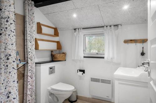 a white bathroom with a toilet and a sink at LF18116-Veslos-Agerovej-6 in Amtoft