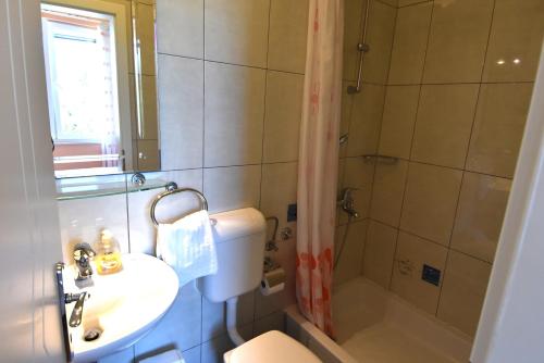 a bathroom with a toilet and a sink and a shower at Villa NADA 1 in Podgora