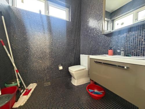 a bathroom with a toilet and a sink at Villa Berisha in Mazgit